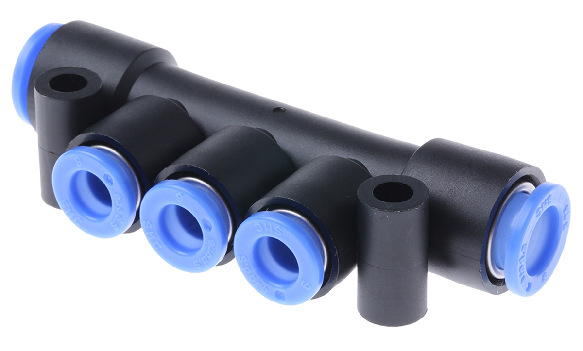 SMC KM 3 Outlet Manifold Push In 8 mm Push In 6 mm