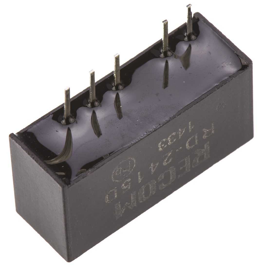 Recom RD DC-DC Converter, ±15V dc/ ±66mA Output, 21.6 → 26.4 V dc Input, 2W, Through Hole, +85°C Max Temp -40°C