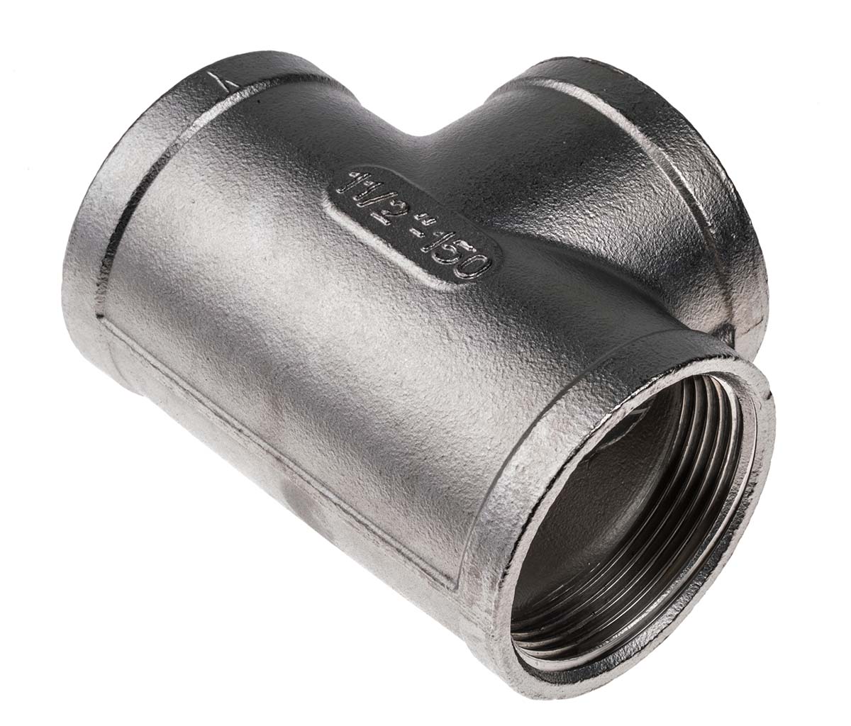 RS PRO Stainless Steel Pipe Fitting, Tee Circular Tee, Female G 1-1/2in x Female G 1-1/2in x Female G 1-1/2in