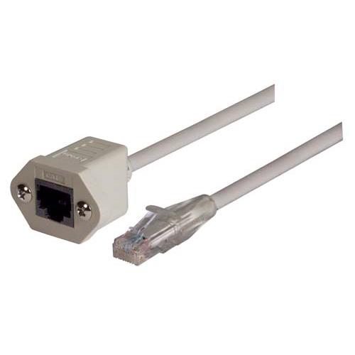 L-ComTRD, 3ft Cat5e, Grey RJ45 to Female RJ45 Male, Unshielded Unshielded, Terminated PVC Sheath