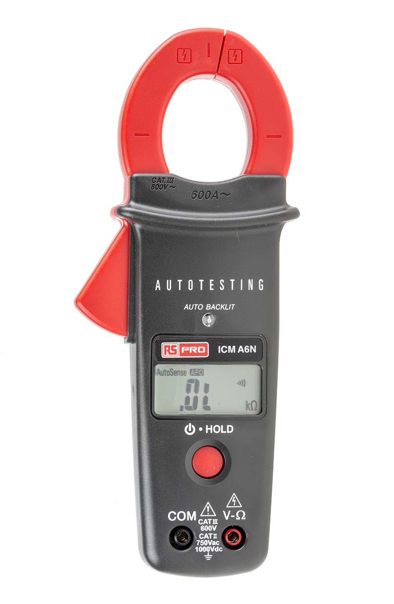 RS PRO ICMA6 Clamp Meter, Max Current 600A ac CAT II 1000 V, CAT III 600 V