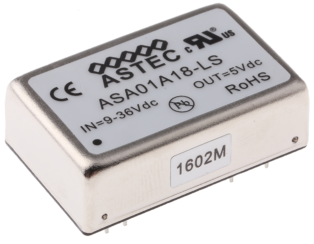 Artesyn / Advanced Energy ASA DC-DC Converter, 5V dc/ 1A Output, 9 → 36 V dc Input, 5W, Through Hole, +71°C Max