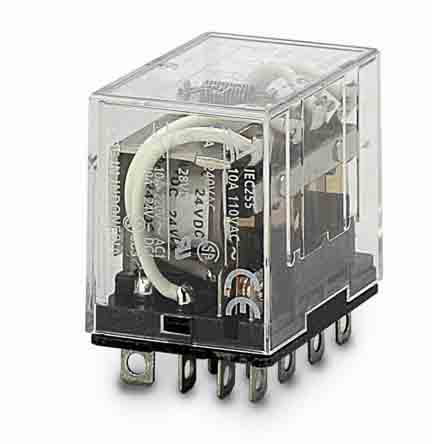 Omron Plug In Non-Latching Relay, 24V dc Coil, 10A Switching Current, 4PDT