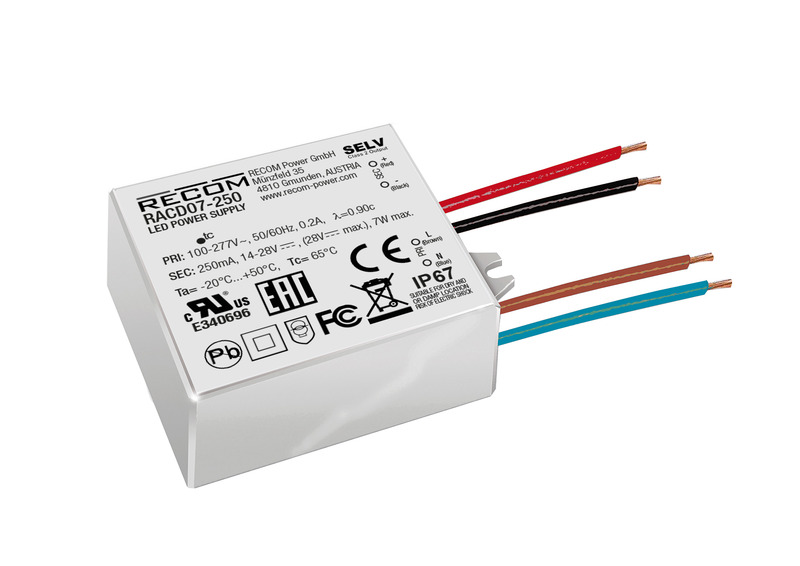 Recom LED Driver, 10 → 20V dc Output, 7W Output, 350mA Output, Constant Current / Constant Voltage