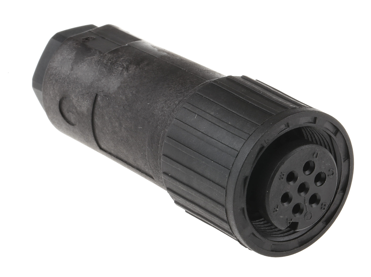 Hirschmann, CM 7 Way Cable Mount MIL Spec Circular Connector ReceptacleBlack, Socket Contacts,Shell Size 14mm, Screw