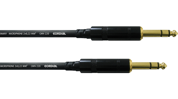Cordial Male 6.35mm Stereo Jack to Male 6.35mm Stereo Jack Aux Cable, Black, 6m CFM6VV