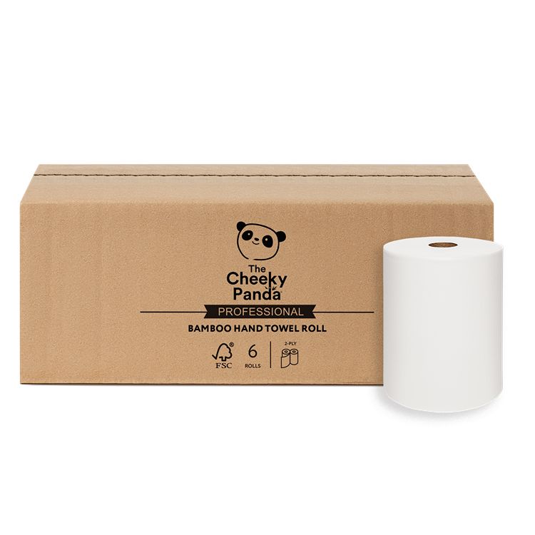 The Cheeky Panda Ltd HANDTWRL6 Rolled White Paper Towel, 200mm, 2-Ply, 6 Per Roll Sheets