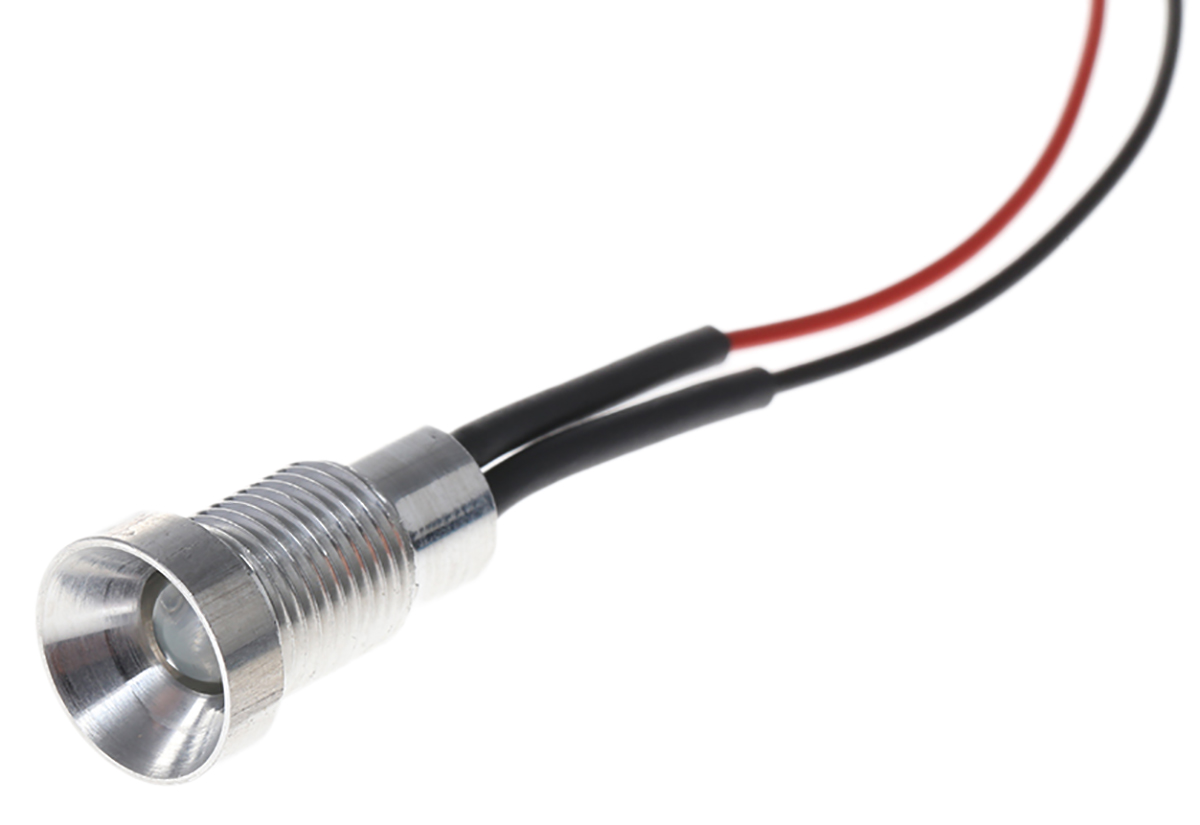 Oxley Blue Panel Mount Indicator, 8mm Mounting Hole Size, Lead Wires Termination, IP67