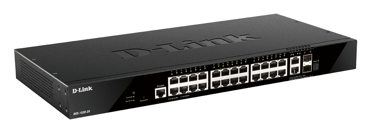 D-Link 28-Port Layer 3 Stackable Smart Managed Switch with 10G Uplinks, Smart 28 Port Managed Switch, EU