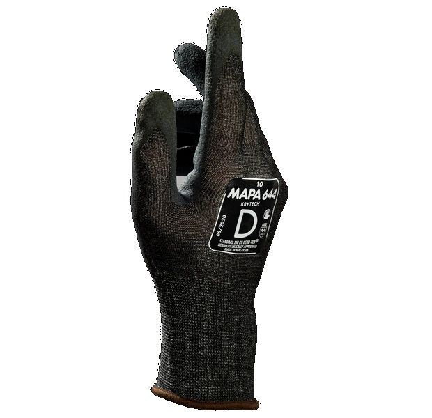 Mapa KRYTECH 644 Black High Performance Polyethylene Glove, Size 6, Nitrile Foam Coating