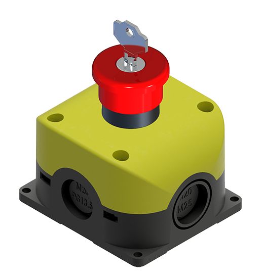 RS PRO Key Release Emergency Stop Push Button, Through Hole, 1 NC, IP65