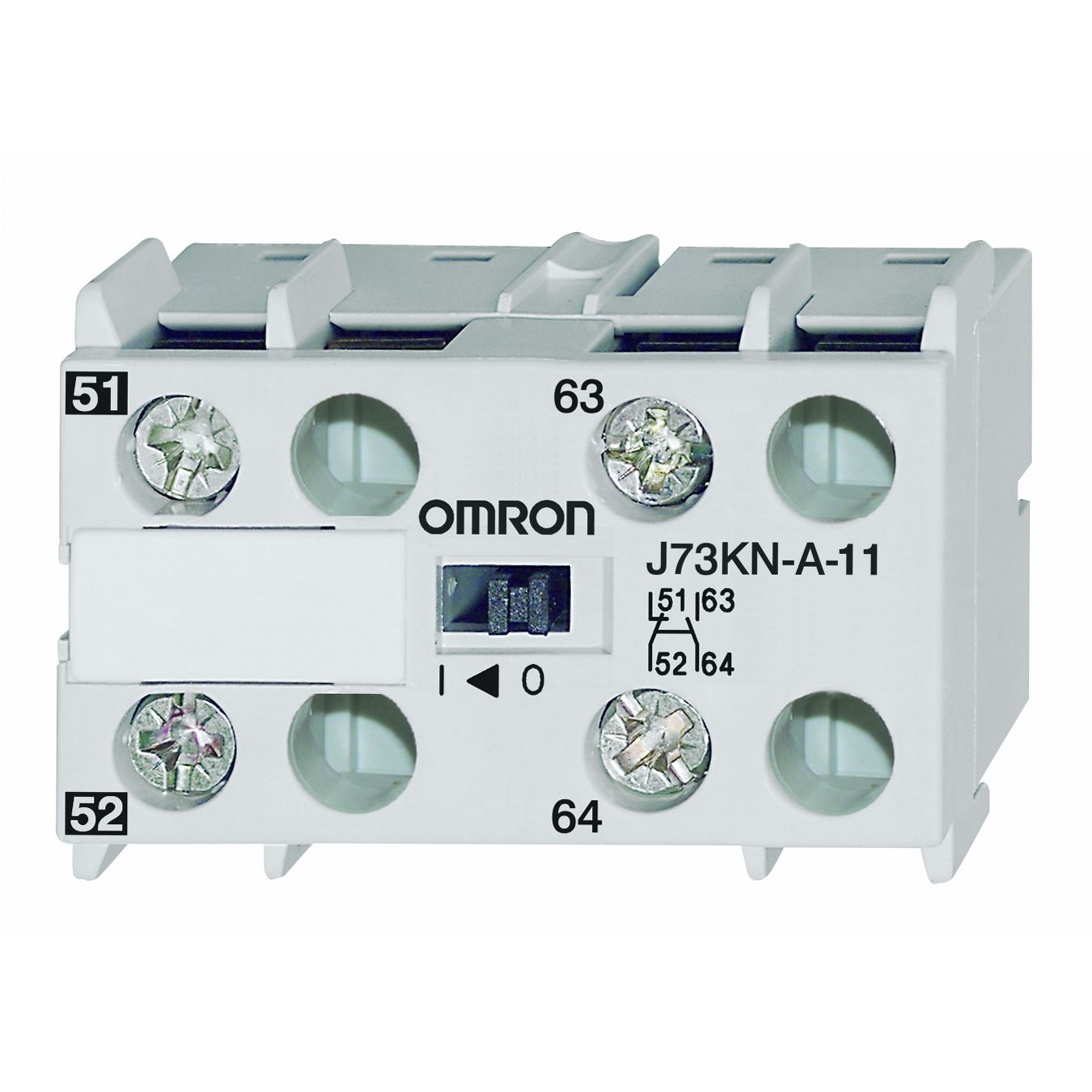 Omron Auxiliary Contact Block, 2 Contact, 1NC + 1NO J73KN