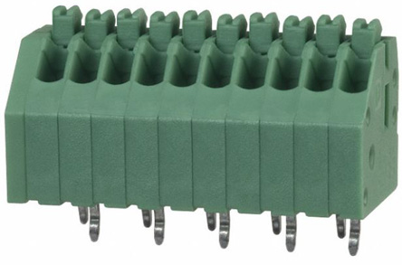 Phoenix Contact PTSA 0.5/10-2.5-Z Series PCB Terminal Block, 2.5mm Pitch, Through Hole Mount, 1-Row, Solder Termination