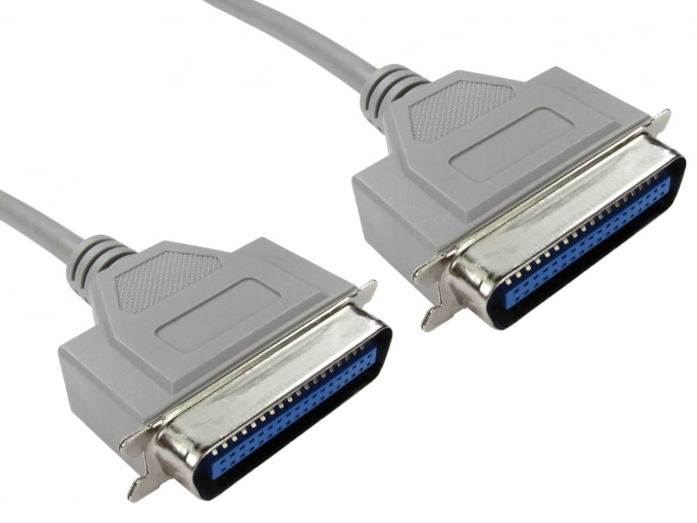 RS PRO Centronics to Male Centronics Parallel Cable, 5m, Grey Sheath