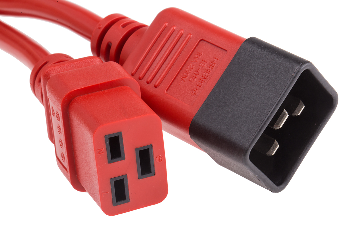 RS PRO Straight IEC C19 Socket to Straight IEC C20 Plug Power Cord, 3m