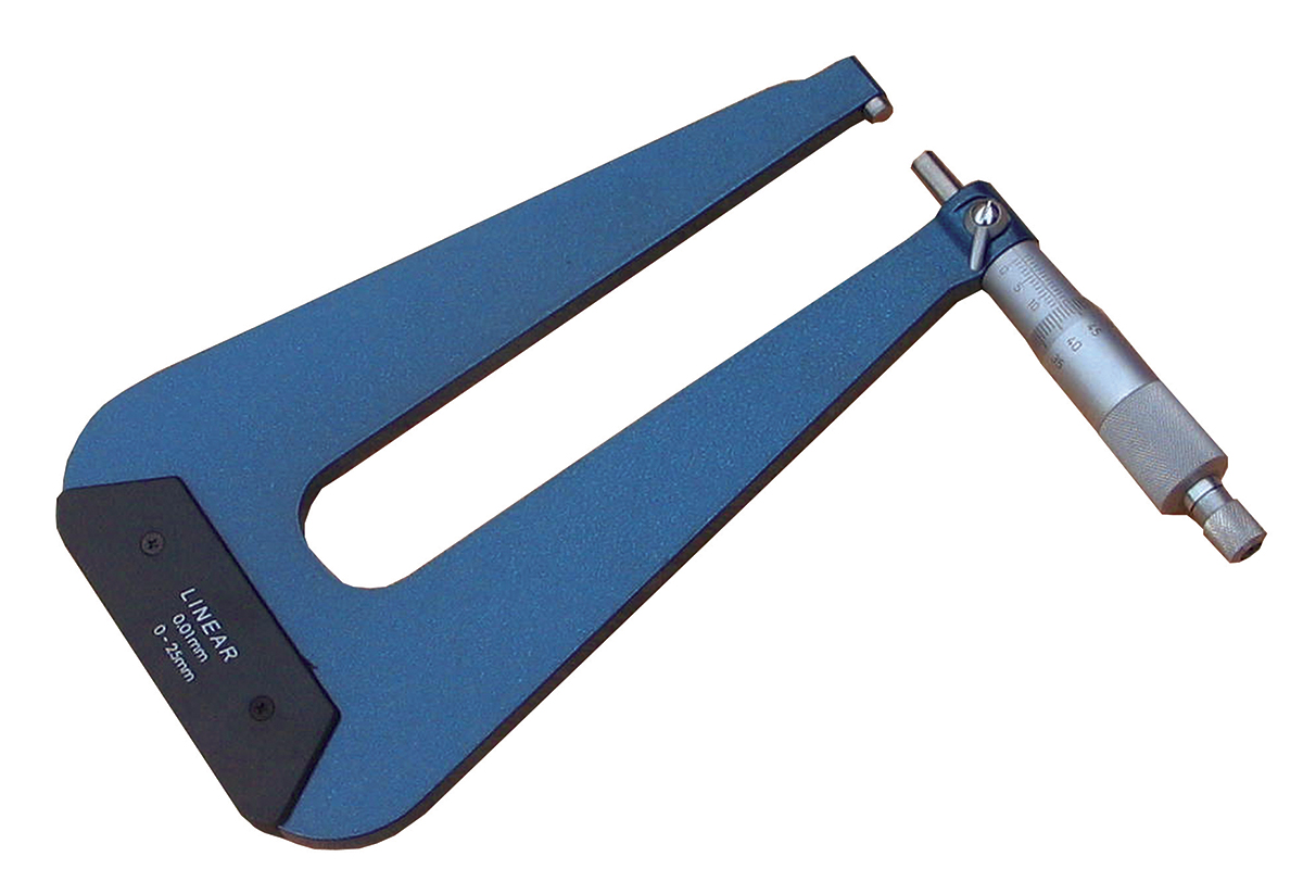 RS PRO Deep Throat Micrometer, Range 0 mm →25 mm, With UKAS Calibration