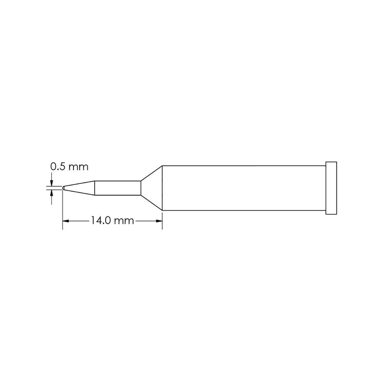 Metcal GT6-CN0005A 0.5 x 14 mm Conical Soldering Iron Tip for use with Soldering Iron