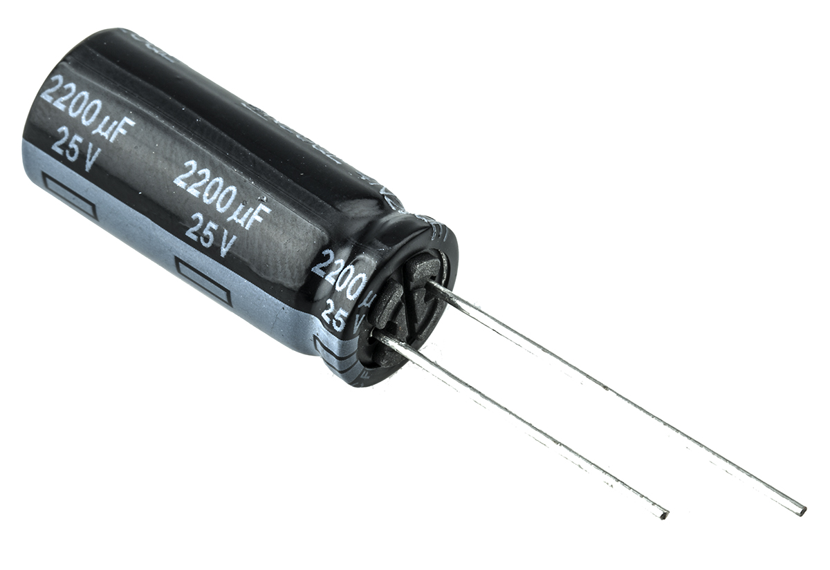Panasonic 2200μF Aluminium Electrolytic Capacitor 25V dc, Radial, Through Hole - EEUFR1E222L