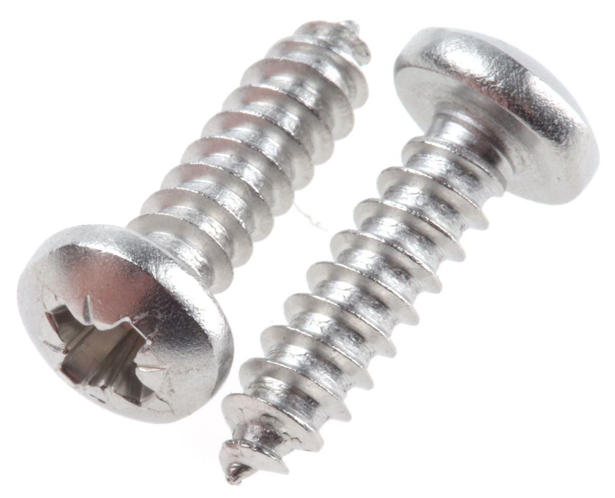 RS PRO Plain Stainless Steel Pan Head Self Tapping Screw, N°8 x 5/8in Long 16mm Long