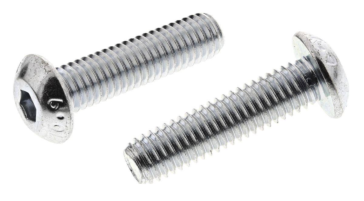 RS PRO Bright Zinc Plated Steel Hex Socket Button Screw, ISO 7380, M5 x 20mm