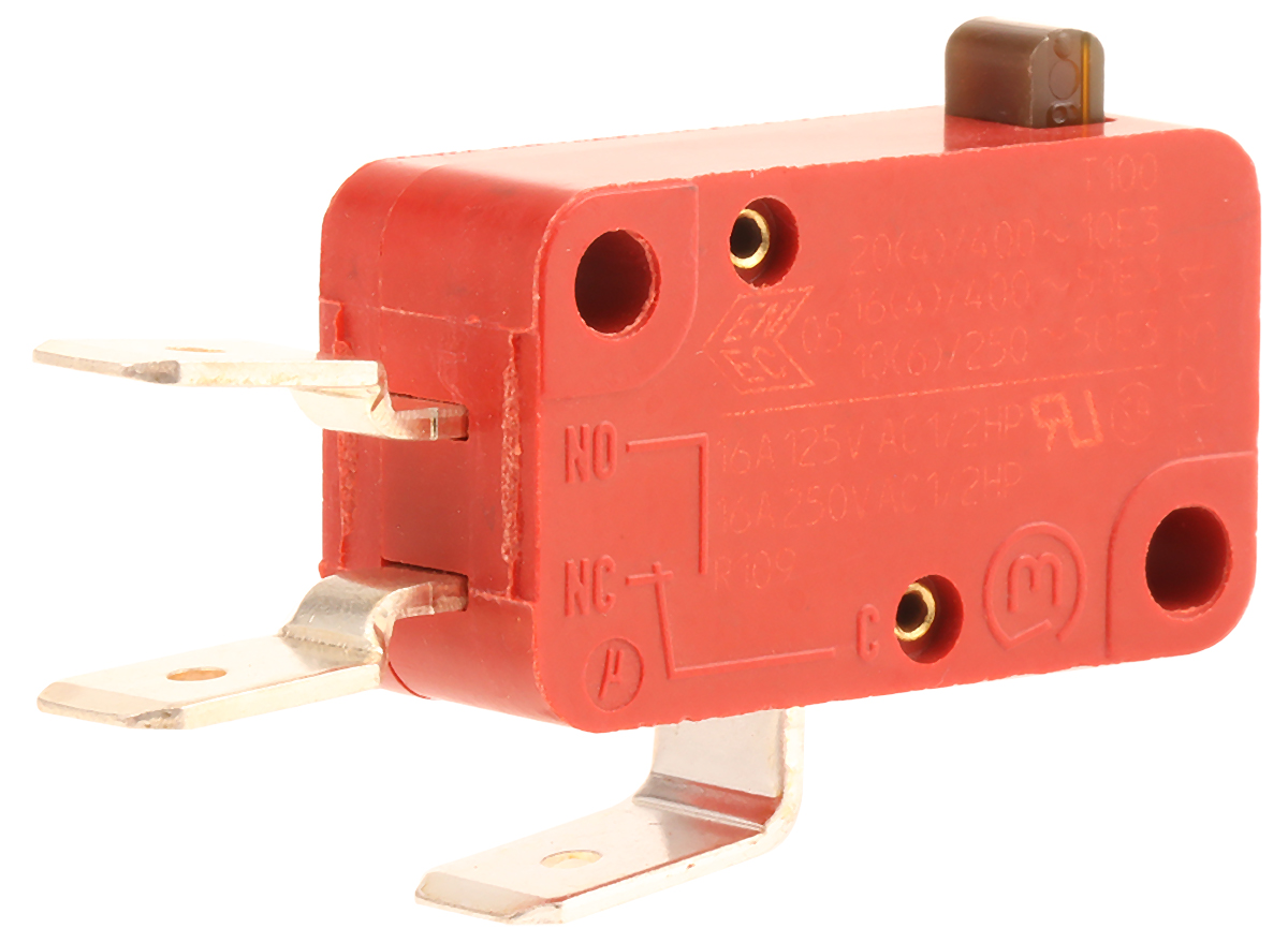 Marquardt Plunger Micro Switch, Tab Terminal, 16 A @ 250 V ac, SP-CO