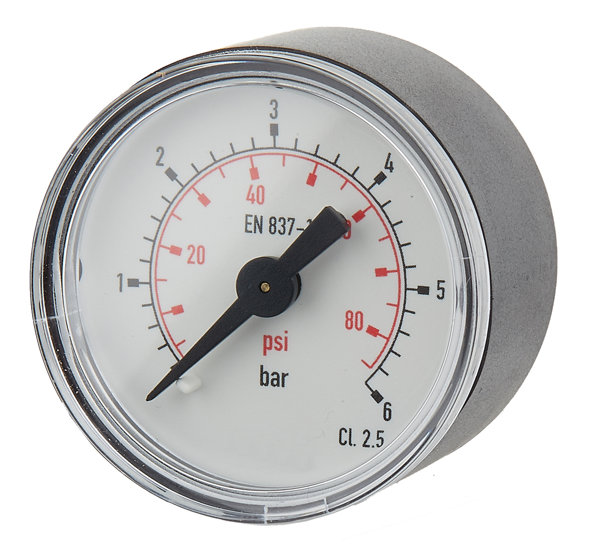 RS PRO R 1/8 Analogue Pressure Gauge 6bar Back Entry 40mm Outside Diameter