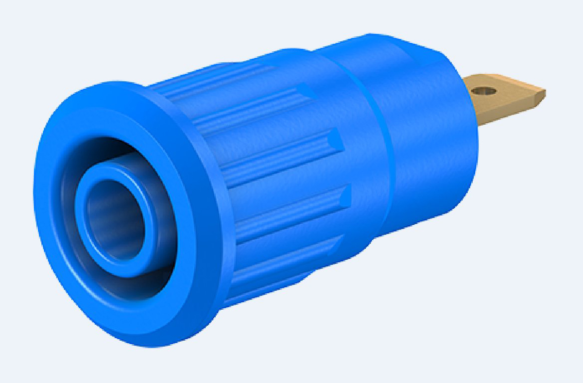Staubli Blue Female Banana Socket, 4 mm Connector, Press Fit Termination, 24A, 1000V, Gold Plating