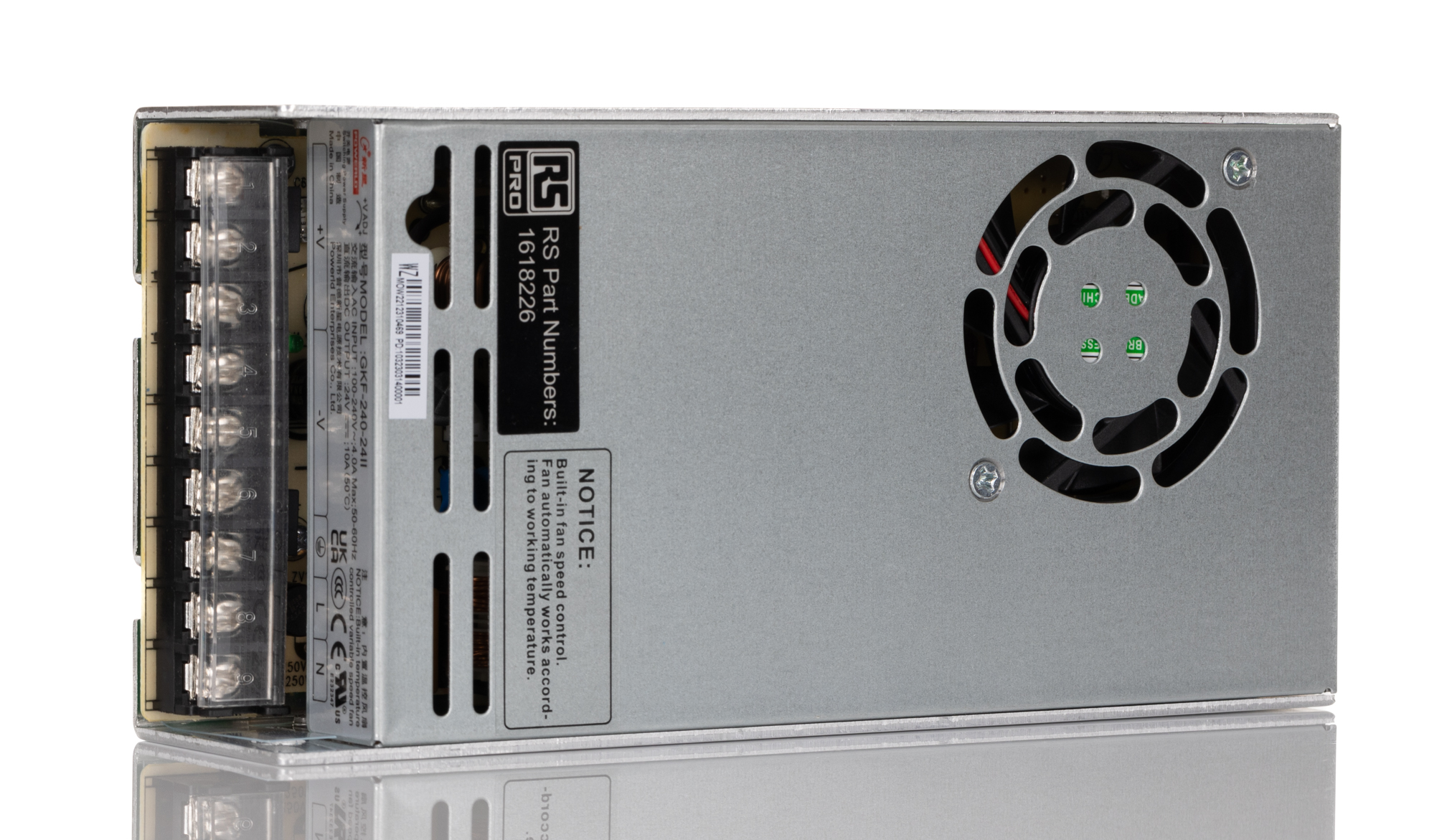 RS PRO Switching Power Supply, 24V dc, 10A, 240W, 1 Output, 85 → 264V ac Input Voltage