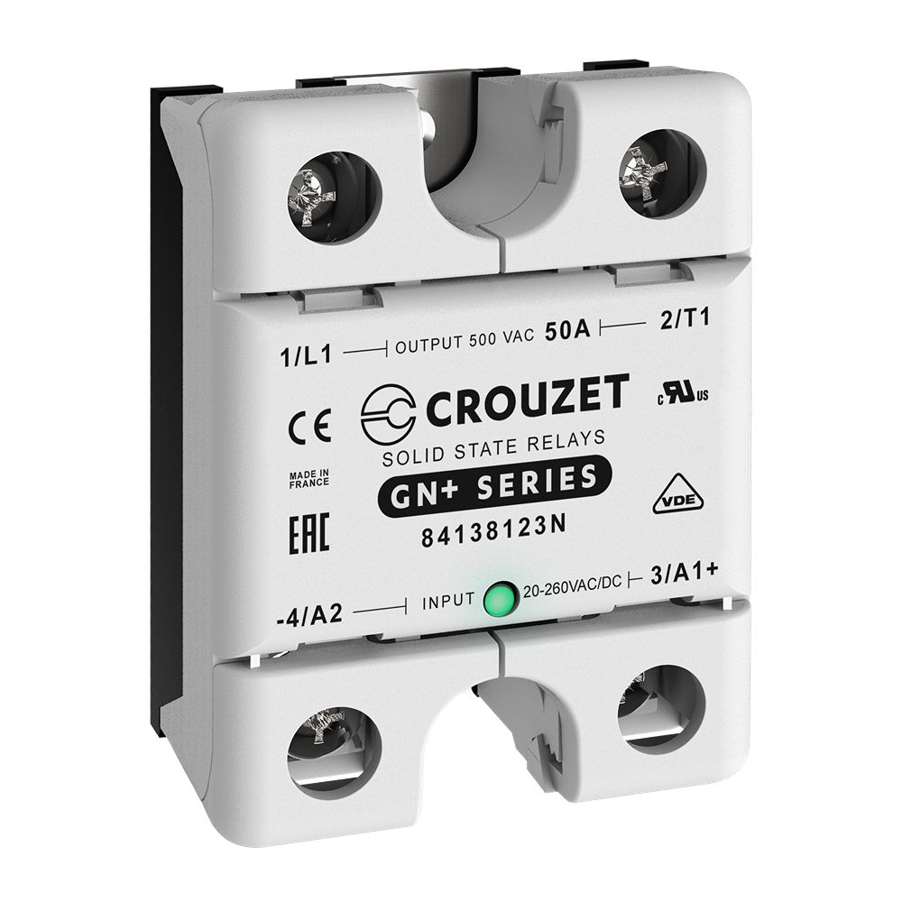 Crouzet GN+ Series Solid State Relay, 50 A Load, Panel Mount, 500 V ac Load, 260 V ac Control