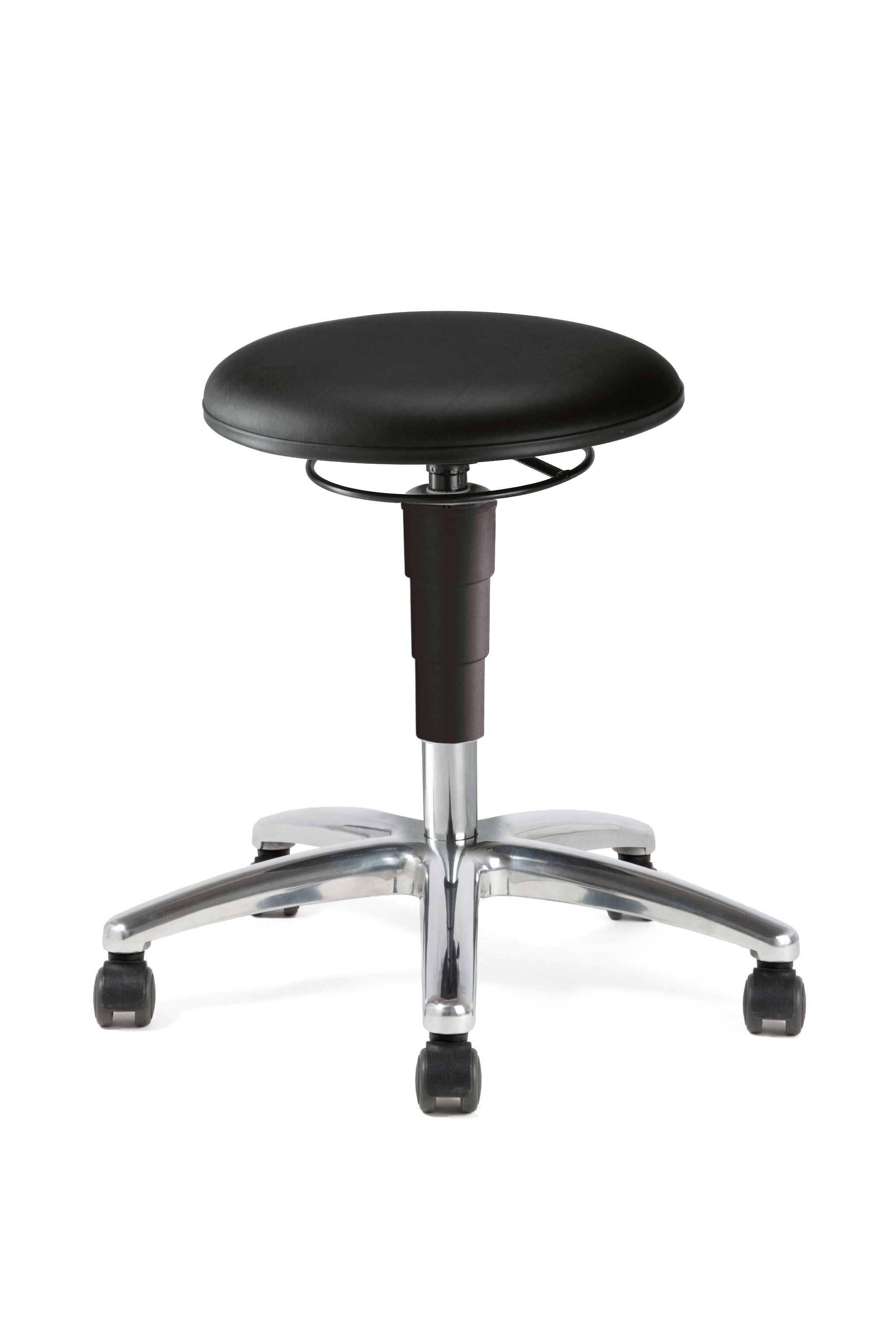 Treston Black Leather Stool, 120kg Weight Capacity