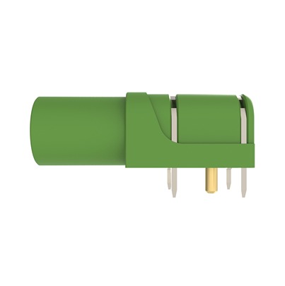 Schutzinger Green Female Banana Connector, 4 mm Connector, PCB Pins Termination, 24A, 1kV, Gold Plating