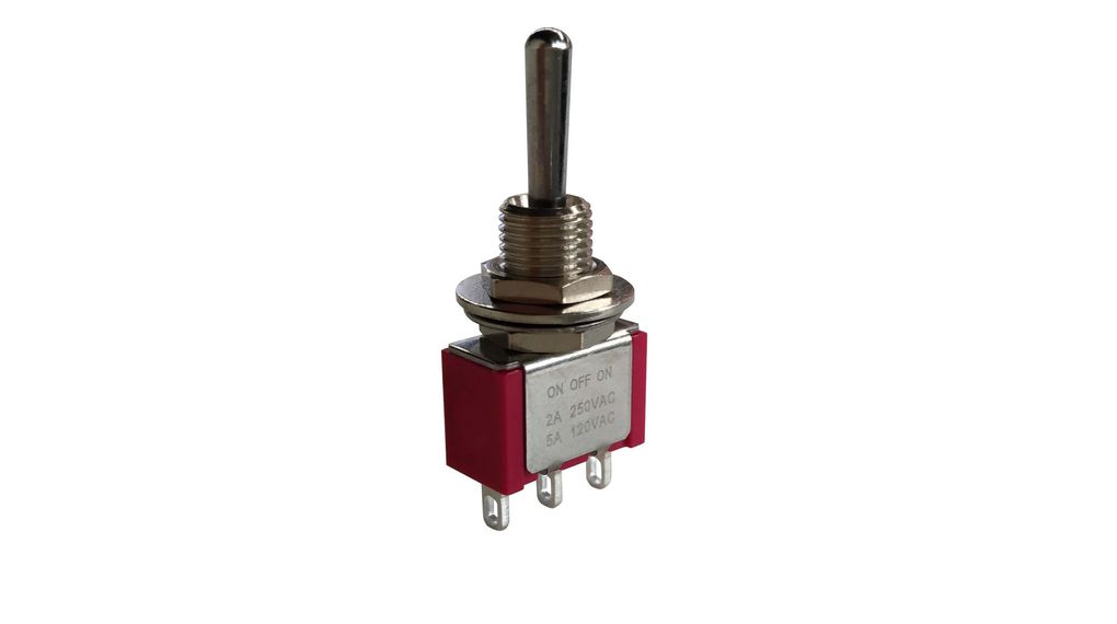 RND Toggle Switch, Panel Mount, On-Off-On, 1CO, Solder Lug Terminal, 28 V dc, 125 V ac, 250 V ac