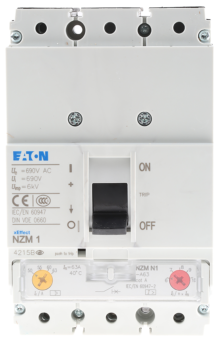 Eaton, xEnergy MCCB 3P 63A, Breaking Capacity 50 kA, Fixed Mount