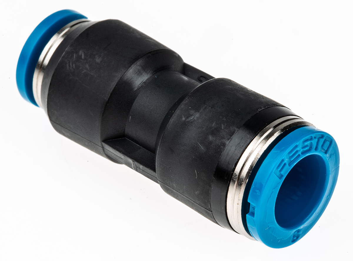 Festo QS Series Reducer Nipple, Push In 8 mm to Push In 6 mm, Tube-to-Tube Connection Style, 153038