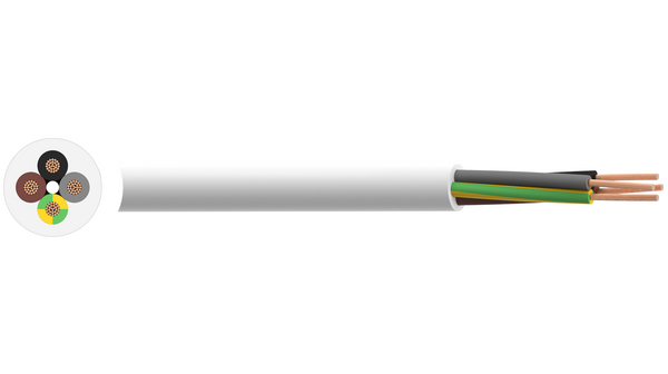 RND RND 475 Power 0.75 mm² Power Cable, White Polyvinyl Chloride PVC, 50m