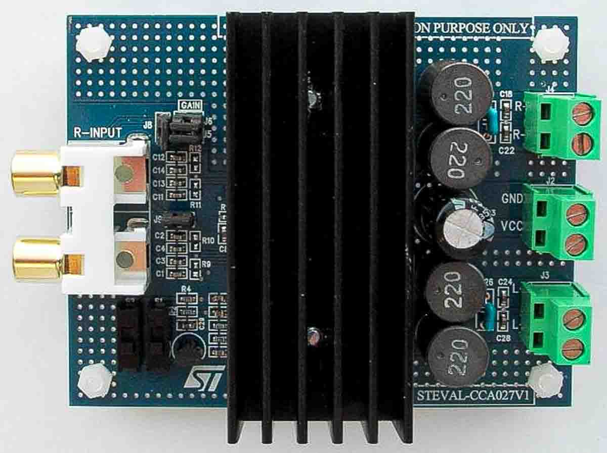 STMicroelectronics STEVAL-CCA027V1, Dual BTL Class-D Audio Amplifier Demonstration Board Audio Amplifier Demonstration