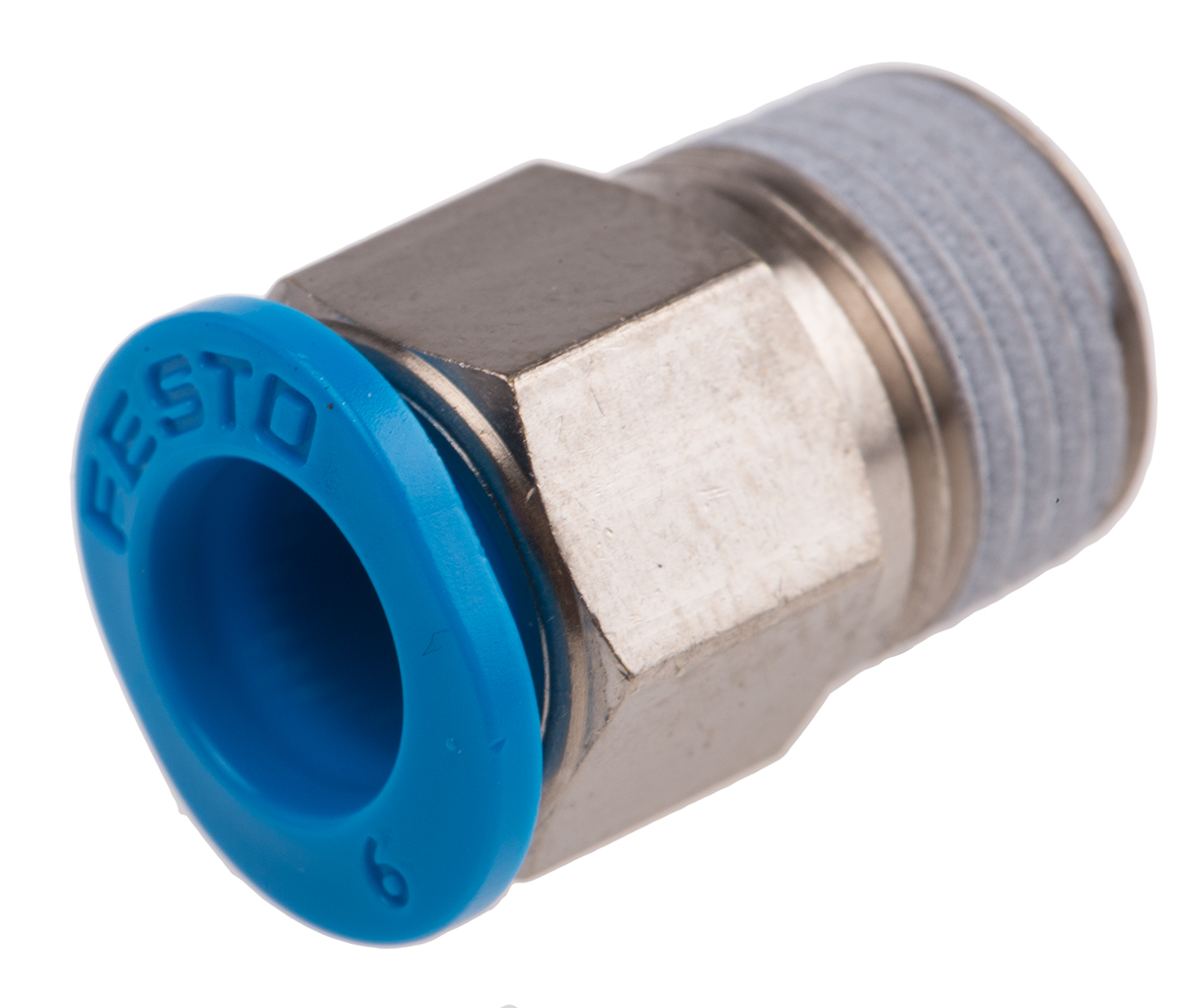 Festo QS Series Straight Threaded Adaptor, R 1/8 Male to Push In 6 mm, Threaded-to-Tube Connection Style, 153307