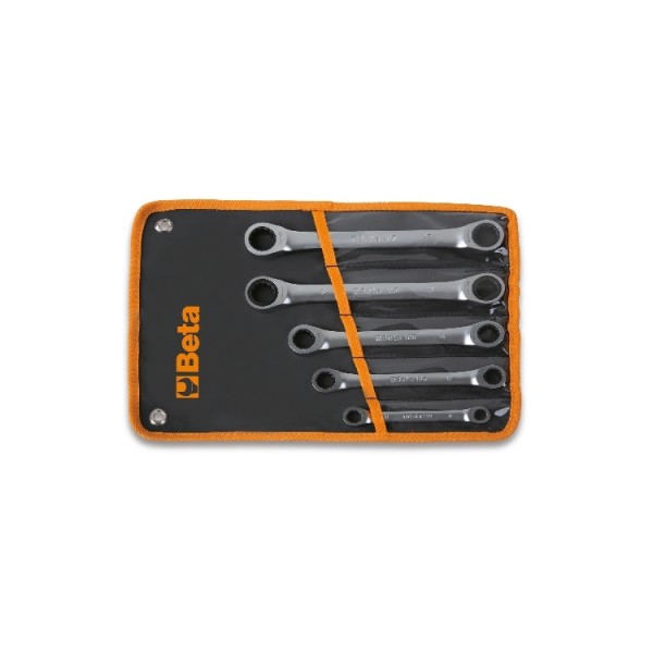 BETA 5-Piece Ratchet Spanner Set, 8 x 10 mm, 12 x 13 mm, 14 x 15 mm, 16 x 18 mm, 17 x 19 mm, Chrome Vanadium