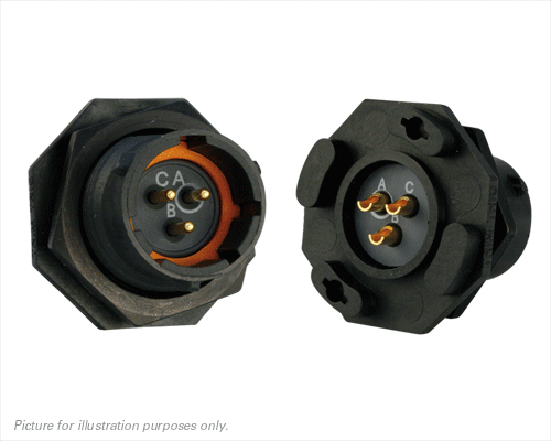 Souriau Sunbank by Eaton Circular Connector, 3 Contacts, Panel, Standard Connector, Plug, Male, IP68, IP69K, UTS Series