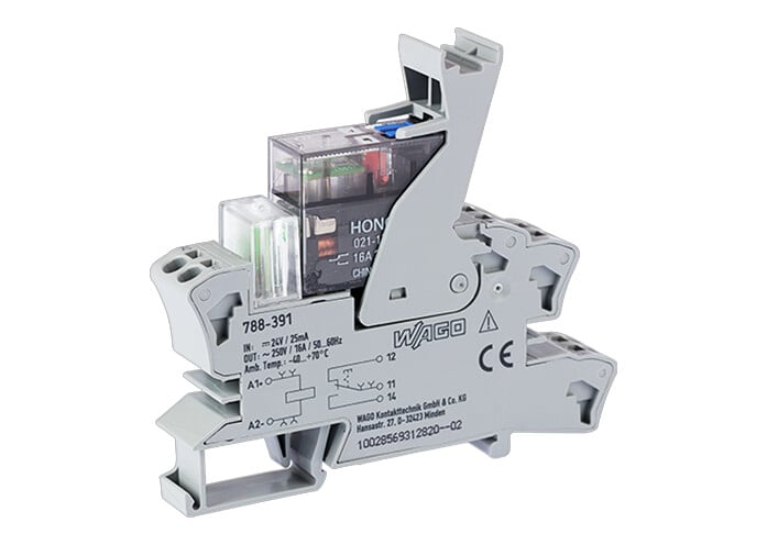 WAGO 788 Series Relay Module, DIN Rail Mount, 24V dc Coil, SPDT, 1-Pole, 16A Load