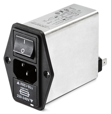 Schaffner 1A, 250 V ac Male Panel Mount IEC Filter FN394-1-05-11, Faston