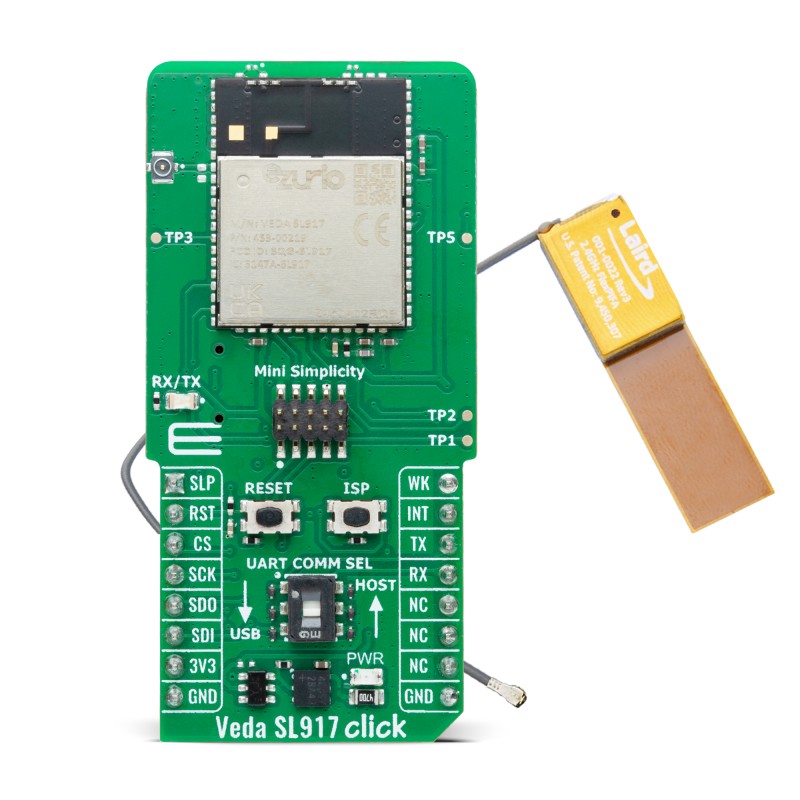MikroElektronika Veda SL917 Click Wifi Antenna Connector Bluetooth, WiFi Add On Board for Wireless Devices 2.4GHz
