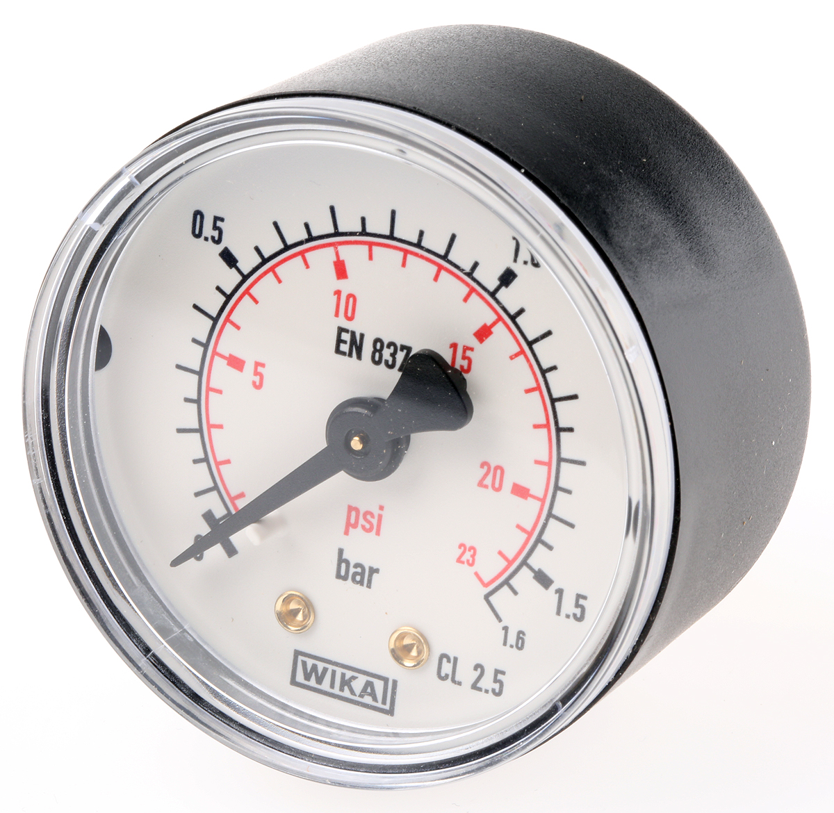 WIKA Analogue Pressure Gauge 1.6bar Back Entry 50mm Outside Diameter