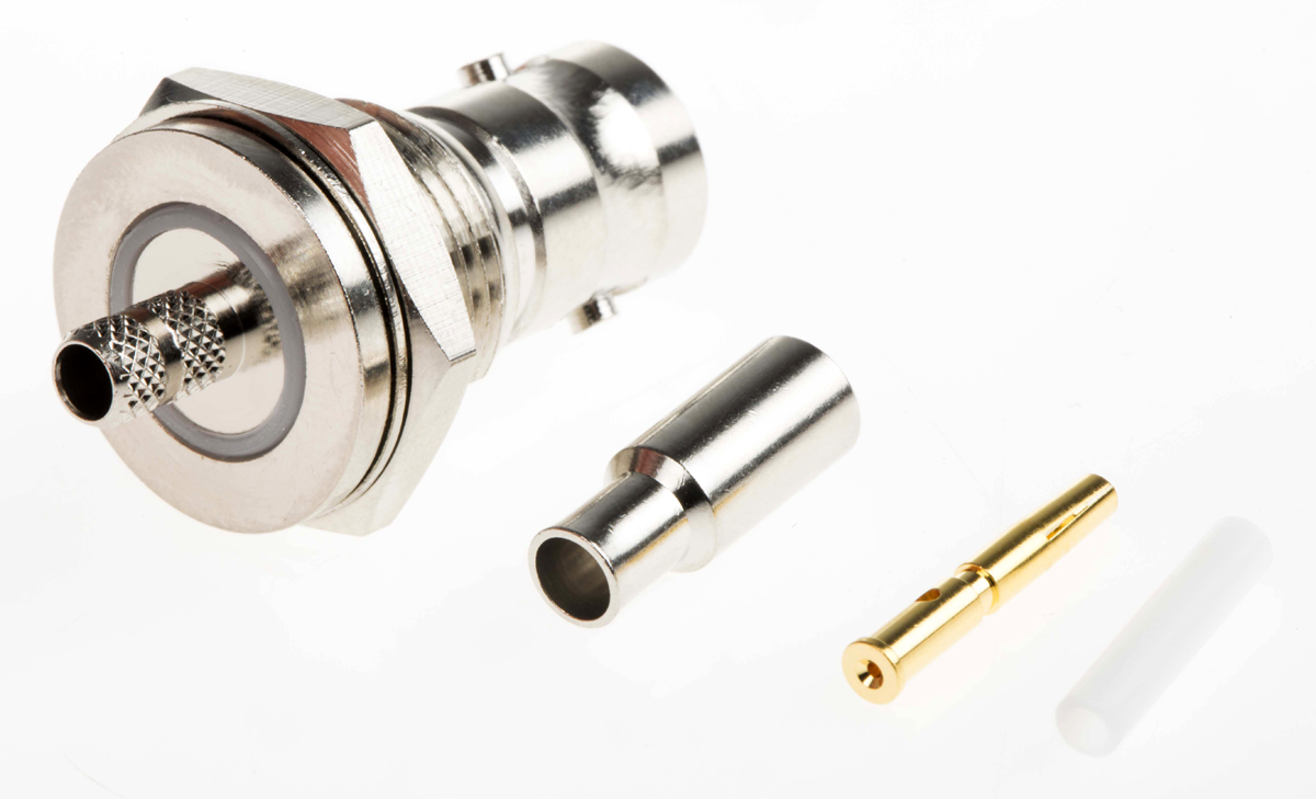 Amphenol RF, Jack Panel Mount BNC Connector, 50Ω, Crimp Termination, Straight Body
