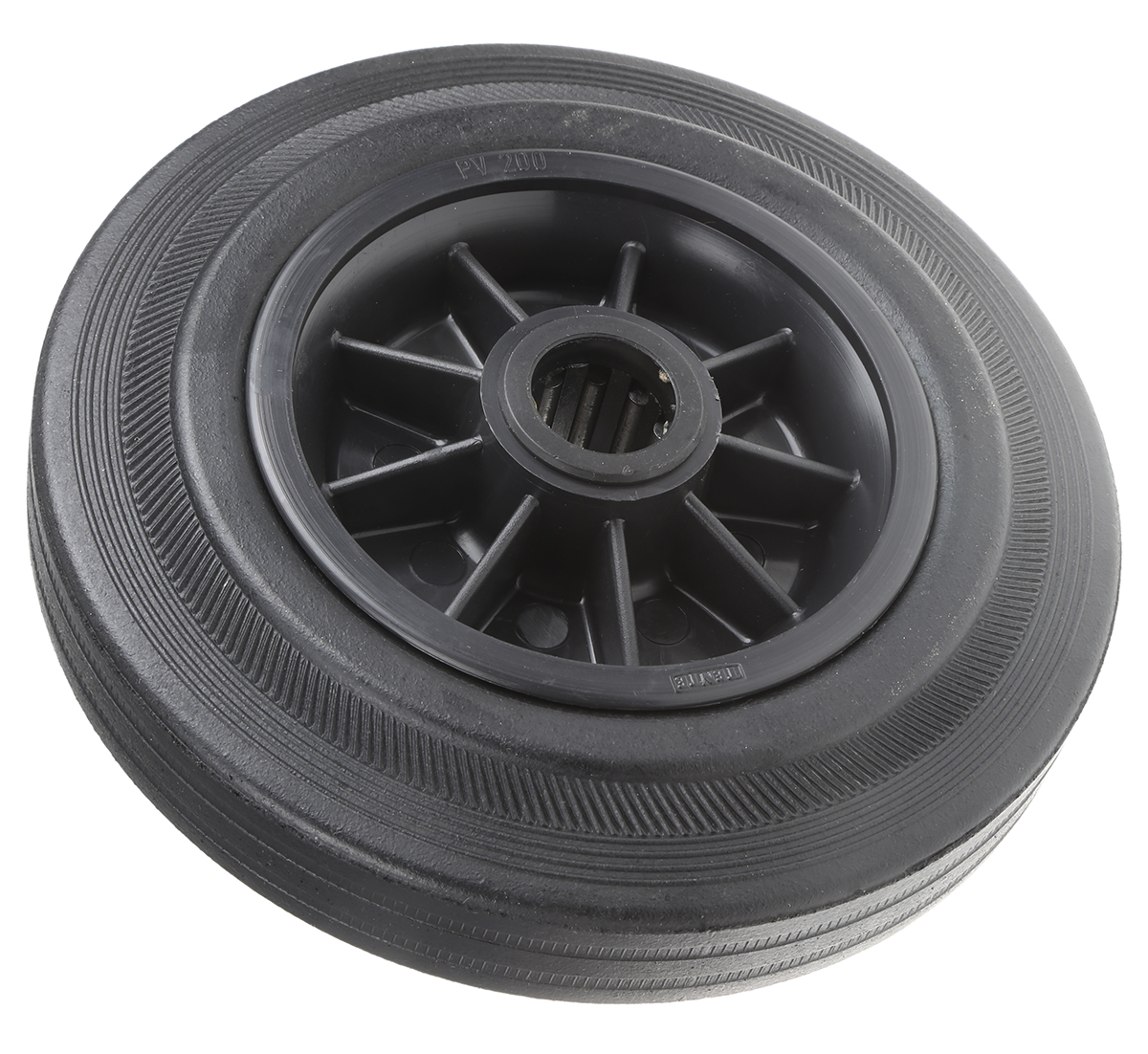 Tente Black Rubber Ageing Resistant Trolley Wheel, 205kg