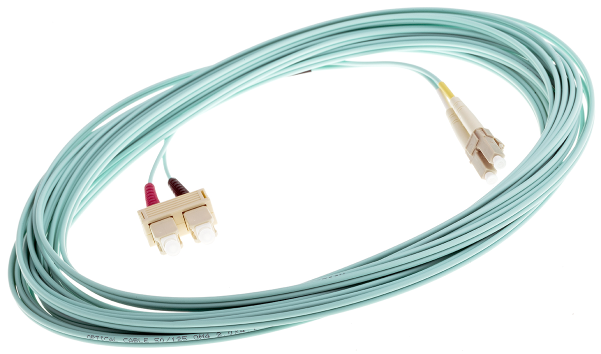 RS PRO LC to SC Duplex Multi Mode OM4 Fibre Optic Cable, 900μm, Blue, 10m