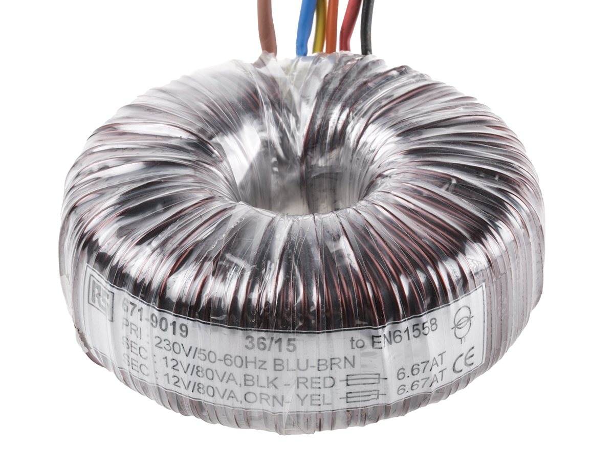 RS PRO 230V ac, 2 x 12V ac Toroidal Transformer, 160VA 2 Output