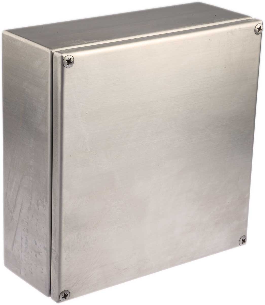 RS PRO Unpainted Stainless Steel Terminal Box, IP66, 200 x 200 x 80mm