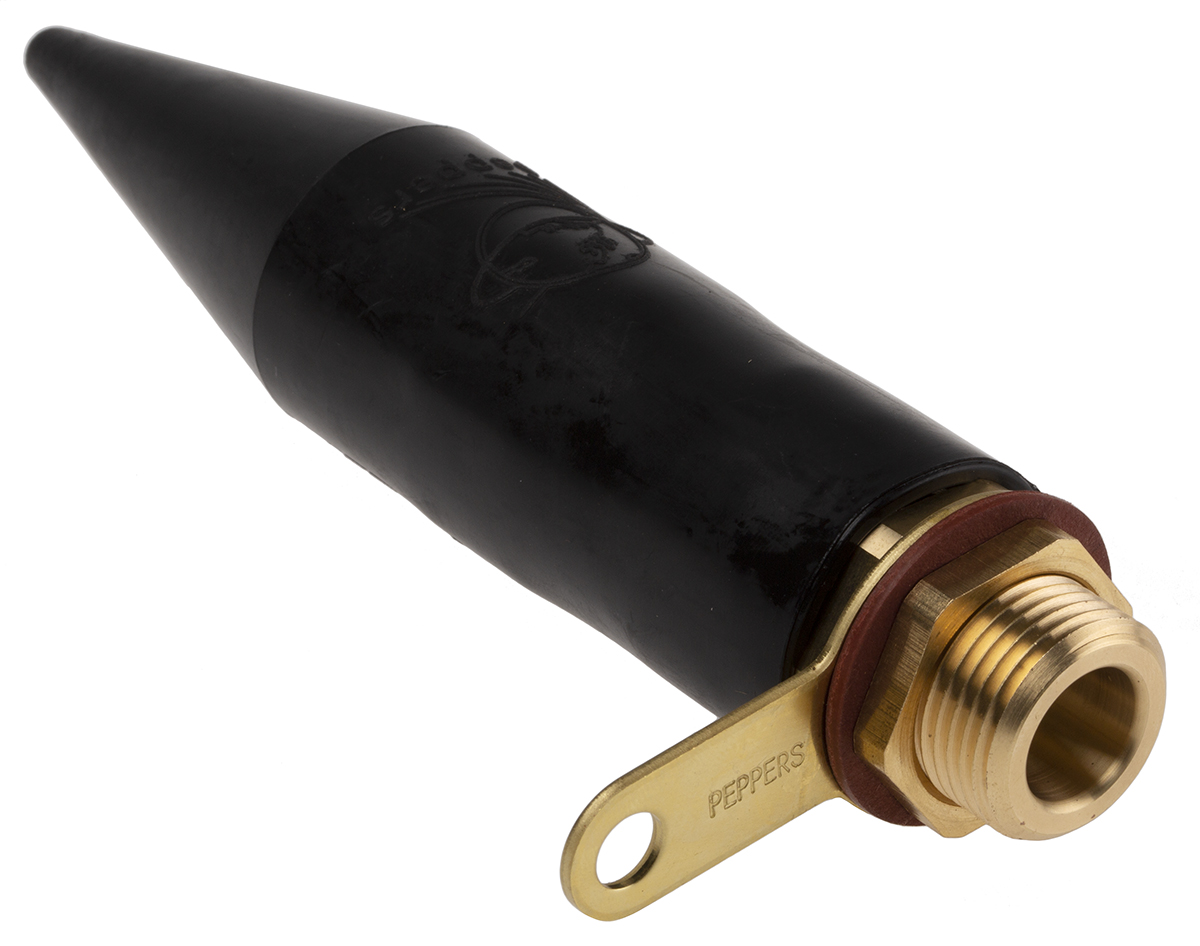 Black Brass Cable Gland, M20 Thread, 11.5mm min., 16mm max., IP66