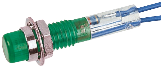 CAMDENBOSS Green Neon Panel Mount Indicator, 125V, 6.4mm Mounting Hole Size, Lead Wires Termination